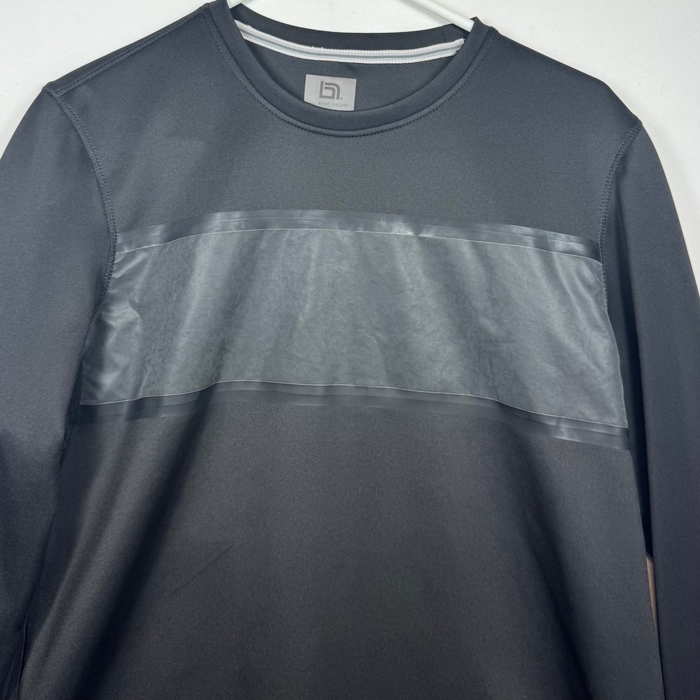 Blanc Noir‎ Mens Black Long Sleeve Pullover Athletic Shirt Sz Large